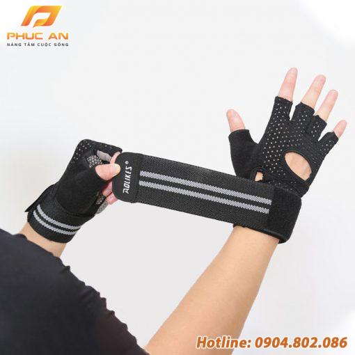Găng tay nửa ngón tập gym có cuốn cổ Aolikes AL113B